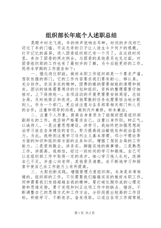 2024年组织部长年底个人述职总结