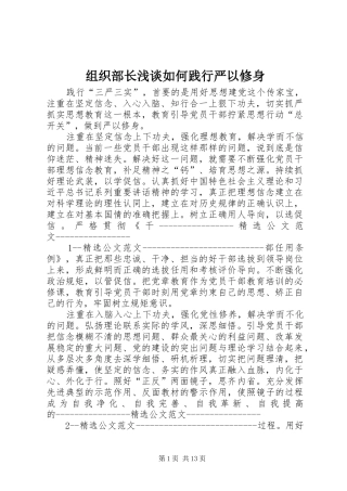 2024年组织部长浅谈如何践行严以修身