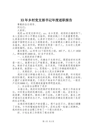 2024年乡村党支部书记年度述职报告