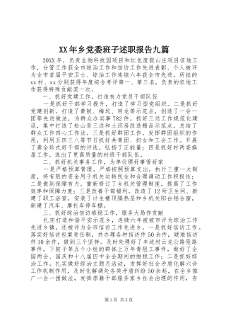 2024年乡党委班子述职报告九篇