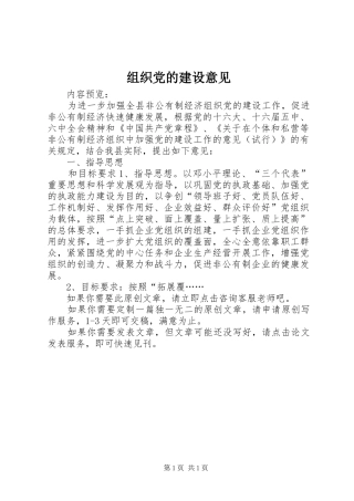 2024年组织党的建设意见