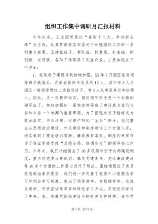 2024年组织工作集中调研月汇报材料