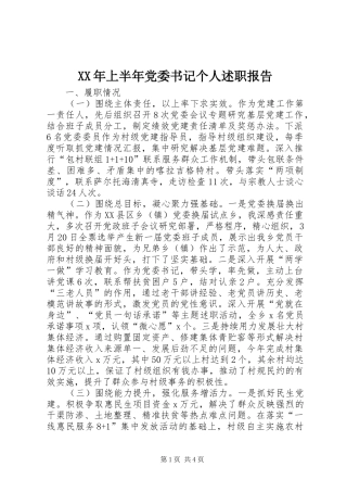 2024年上半年党委书记个人述职报告