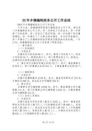 2024年乡镇编制政务公开工作总结