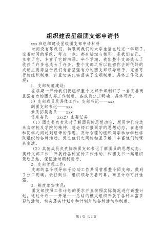 2024年组织建设星级团支部申请书