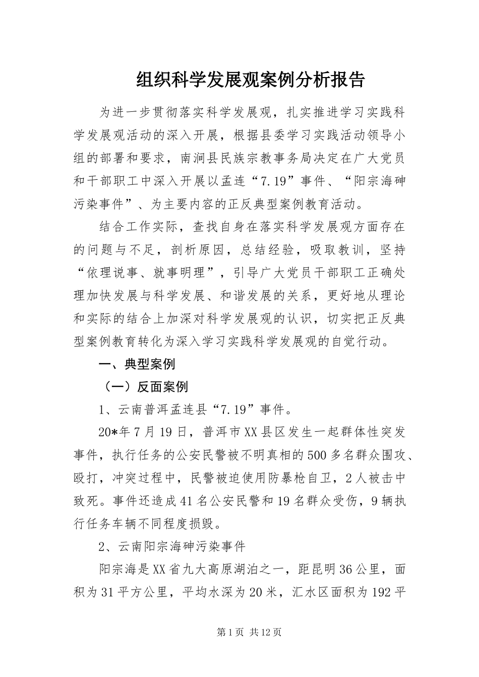 2024年组织科学发展观案例分析报告_第1页