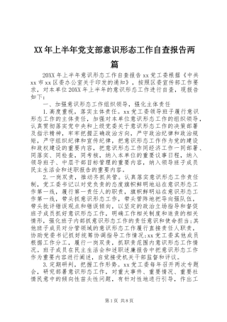 2024年上半年党支部意识形态工作自查报告两篇