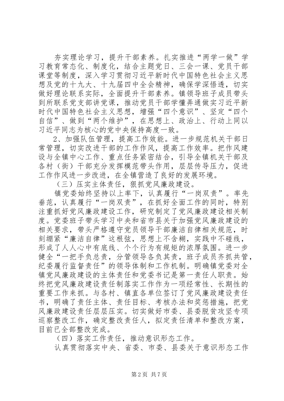 2024年乡镇党委班子工作小结_第2页