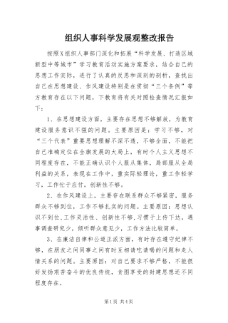 2024年组织人事科学发展观整改报告