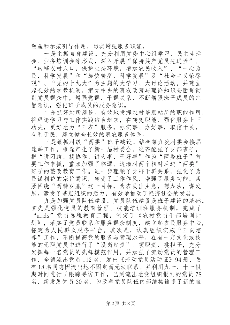 2024年乡镇党委基层组织建设工作总结_第2页