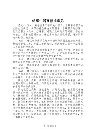 2024年组织生活互相提意见