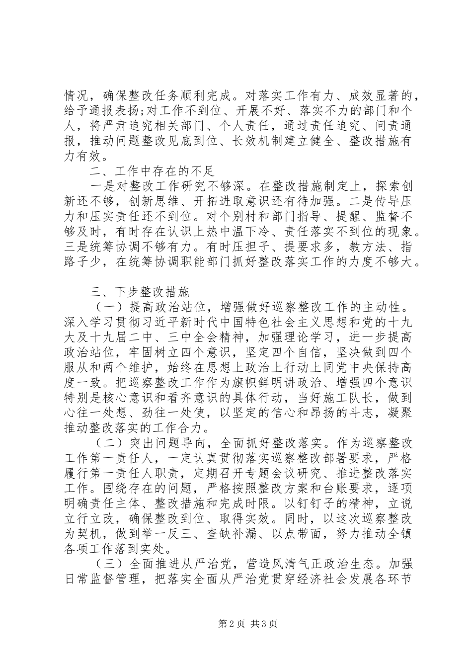 2024年乡镇党委书记履行第一责任人责任抓好巡察整改落实情况的汇报_第2页
