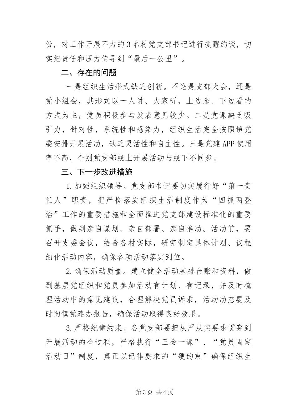 2024年组织生活制度落实情况自查报告_第3页