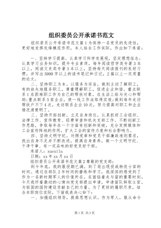 2024年组织委员公开承诺书范文