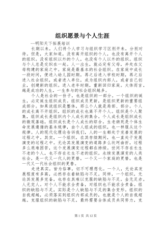 2024年组织愿景与个人生涯