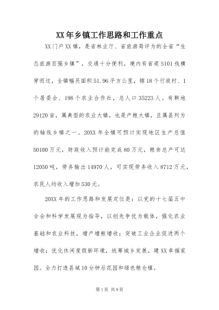 2024年乡镇工作思路和工作重点