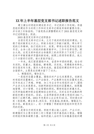 2024年上半年基层党支部书记述职报告范文