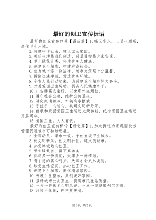 2024年最好的创卫宣传标语