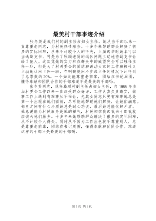 2024年最美村干部事迹介绍