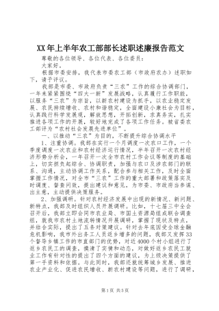 2024年上半年农工部部长述职述廉报告范文