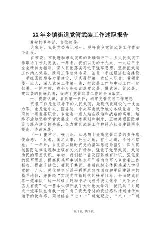 2024年乡镇街道党管武装工作述职报告