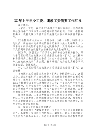 2024年上半年少工委团教工委简要工作汇报
