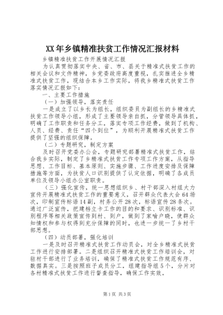 2024年乡镇精准扶贫工作情况汇报材料