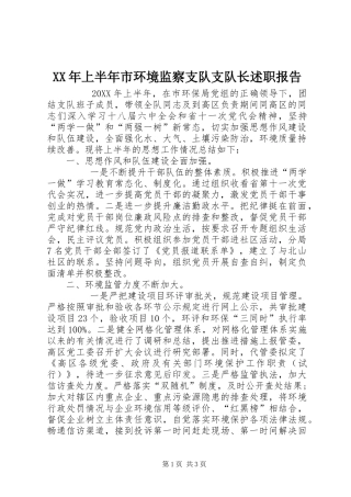 2024年上半年市环境监察支队支队长述职报告