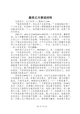 2024年最美丈夫事迹材料