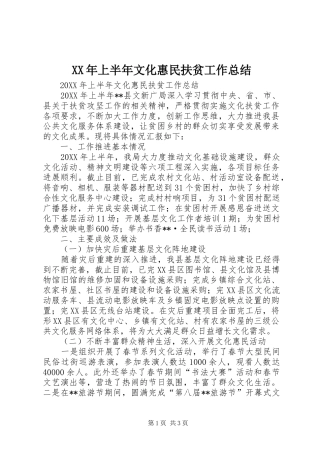 2024年上半年文化惠民扶贫工作总结