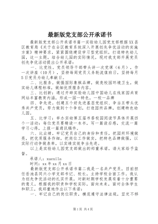 2024年最新版党支部公开承诺书