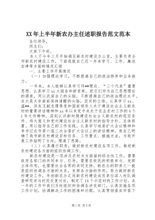 2024年上半年新农办主任述职报告范文范本