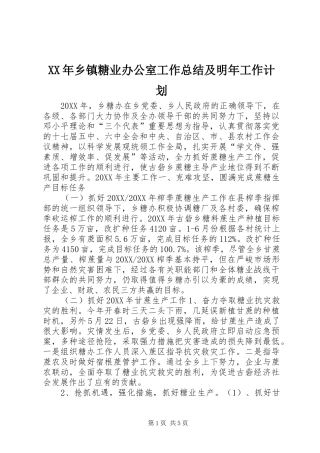 2024年乡镇糖业办公室工作总结及明年工作计划