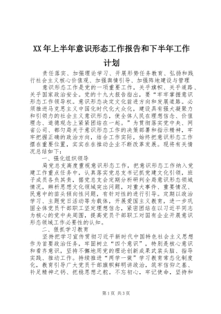 2024年上半年意识形态工作报告和下半年工作计划