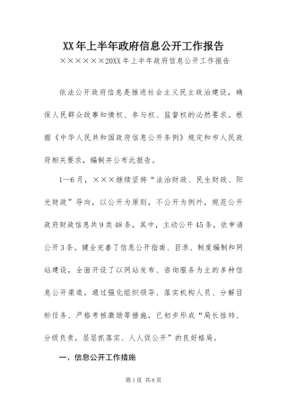 2024年上半年政府信息公开工作报告
