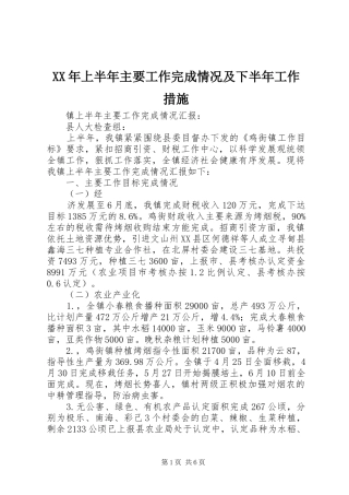 2024年上半年主要工作完成情况及下半年工作措施
