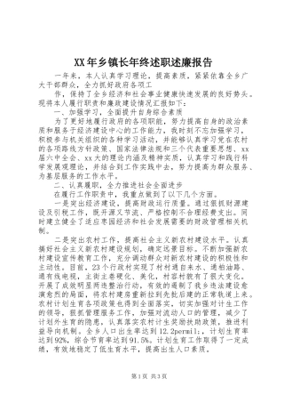 2024年乡镇长年终述职述廉报告