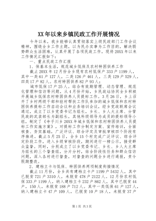 2024年以来乡镇民政工作开展情况