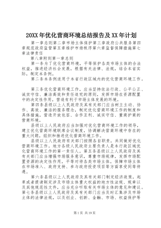 2024年优化营商环境总结报告及计划