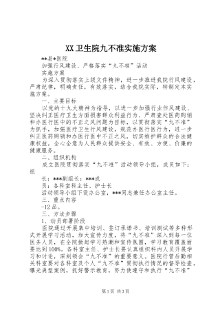 2024年卫生院九不准实施方案