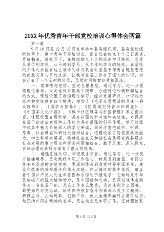 2024年优秀青年干部党校培训心得体会两篇