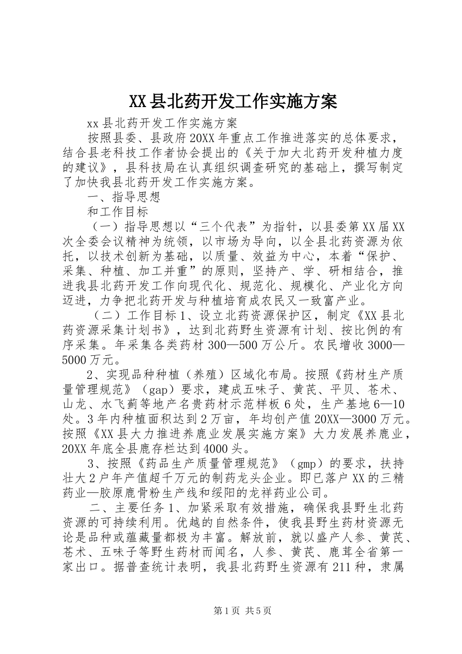2024年县北药开发工作实施方案_第1页