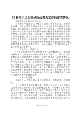 2024年县关于切实做好防抗雪灾工作的落实情况