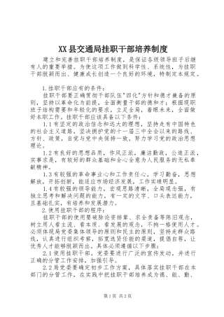 2024年县交通局挂职干部培养制度