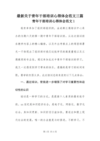 2024年最新关于青年干部培训心得体会范文三篇