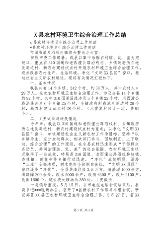 2024年县农村环境卫生综合治理工作总结