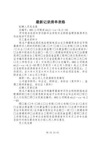 2024年最新记录清单表格