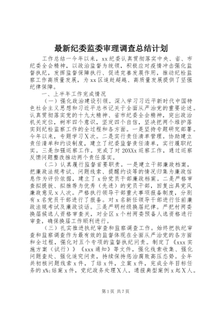 2024年最新纪委监委审理调查总结计划