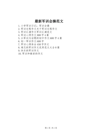 2024年最新军训会操范文