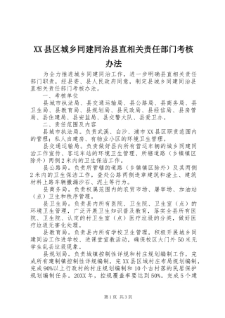 2024年县区城乡同建同治县直相关责任部门考核办法